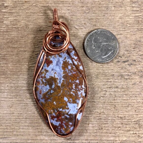 Rare Crazy Lace Moss Agate Necklace Pendant - Picture 3 of 6